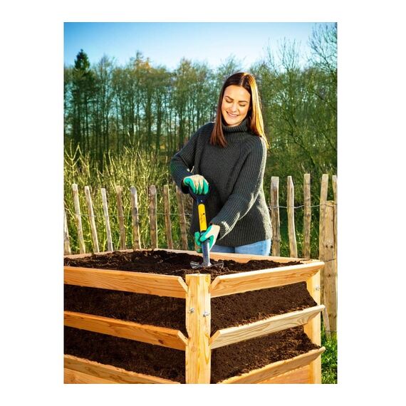 Spear Head Spade Kleine Gartenschaufel mit D-Griff und gepolstertem Griff, Fiberglasgriff mit Karbon-Mangan-Stahlklinge, preisgekrönter Spaten, 76,2 cm Mini-Griff, Gelb