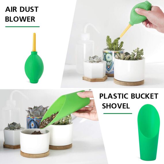 G GOOD GAIN Garten-Sukkulenten-Set mit Organizer-Tasche, Indoor-Mini-Hand-Gartenwerkzeug-Set, 14-teilige Werkzeuge für Bonsai-Pflanzgefäße Miniatur-Feenpflanzpflege.Grün