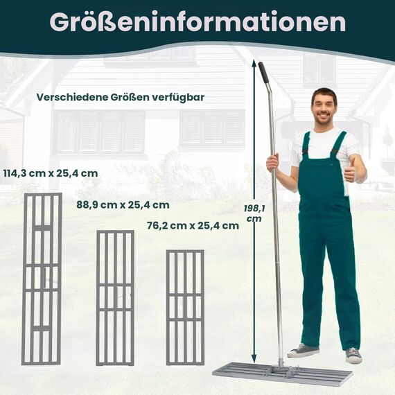 Dremmt Rasen-Nivellierharke, 88,9 x 25,4 cm, professionelles Werkzeug mit Edelstahlgriff, Rechen für Rasen, robuste Landschaftsrechen für Hinterhof, Garten, Golfplatz, Bauernhof, Weide