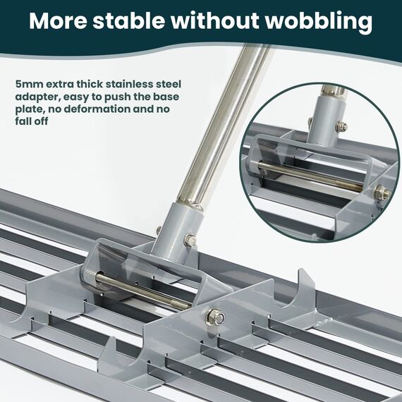 Dremmt Rasen-Nivellierharke, 76,2 x 25,4 cm, professionelles Werkzeug mit Edelstahlgriff, Rechen für Rasen, robuste Landschaftsrechen für Hinterhof, Garten, Golfplatz, Bauernhof, Weide