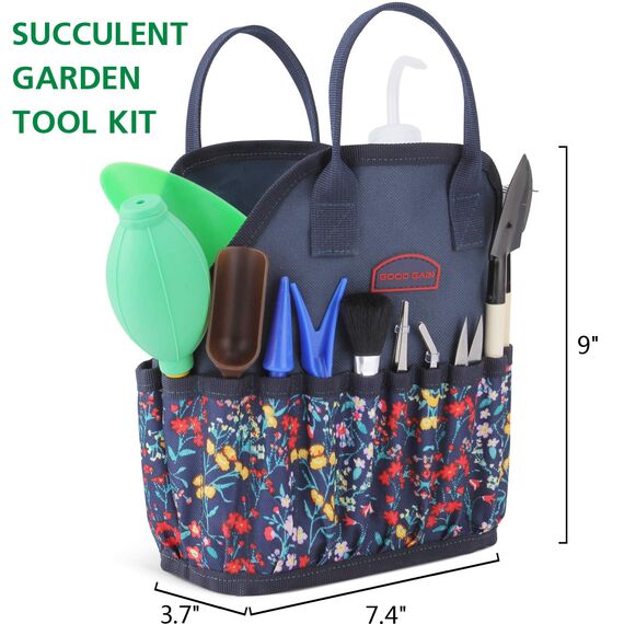 Garten-Sukkulenten-Set mit Organizer-Tasche, Indoor-Mini-Hand-Gartenwerkzeug-Set, 14-teiliges Werkzeug für Bonsai-Pflanzgefäße Miniatur-Feenpflanzpflege.Blau