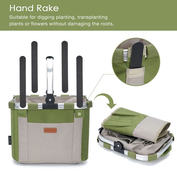 HappyPicnic Gartengeräte-Set mit 11 Stück Handwerkzeugen, Gartenwerkzeug-Tasche mit Hochleistungswerkzeugen, Gartenwerkzeug-Kit mit faltbarem Griff, Gartengeschenke für den Erntedankfest der Mutter