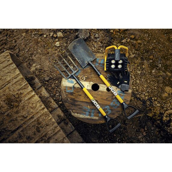 JCB - Professioneller Gartenspaten aus massivem geschmiedetem, profiliertem Karbonstahl – Professionelle Gartenwerkzeuge mit langem Griff – für Heimwerker, Pflanzen, Zäune, Grenzen, Metalldetektion