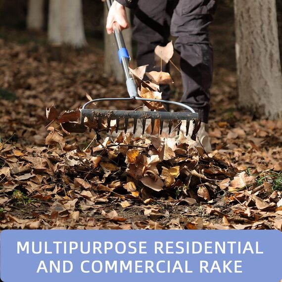 MIYA Gartenharke mit Stiel,Rechen,14 Zinken,Effiziente Gartengeräte,Gartenrechen für Bodenarbeiten,182CM