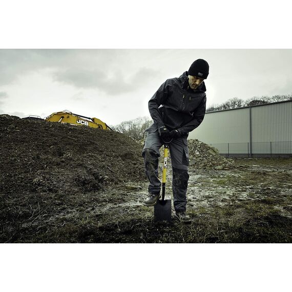 JCB - Professioneller Gartenspaten aus massivem geschmiedetem, profiliertem Karbonstahl – Professionelle Gartenwerkzeuge mit langem Griff – für Heimwerker, Pflanzen, Zäune, Grenzen, Metalldetektion