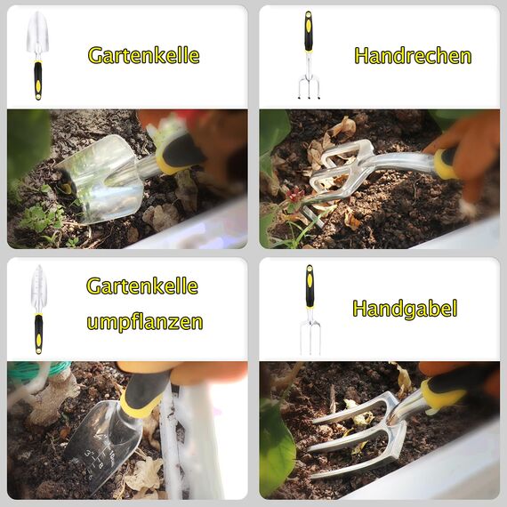 MKYRLX Gartenwerkzeug Set 32-teilig, ergonomische Gummigriffe mit Mehreren Köpfen, strapazierfähige Aufbewahrungstasche, Gartengeräte als Geschenk für Damen und Herren