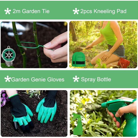 DEWINNER Gartenwerkzeug-Set, Handwerkzeug-Geschenkset, Außentür, Garten, Umpflanzen, Gabel für Gärtner, Kelle, Umpflanzer, Kultivator, Unkrautjäten, mit robuster Aufbewahrungstasche zur Aufbewahrung