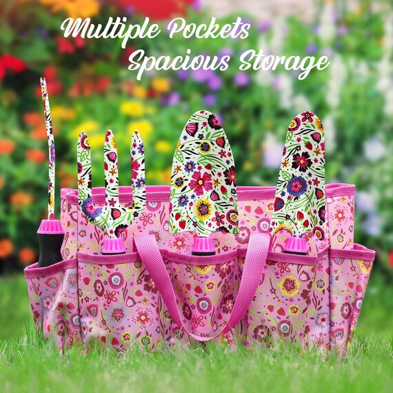 Housolution Gartengeräte-Set, 10PCS Gartenarbeit-Handwerkzeug-Set, Robustes Gartenzubehör für Blumen mit Anti-Rutsch-Gummigriff Tote Bag,Gartenarbeit Tool Set Geschenke für Frauen Geburtstag Muttertag