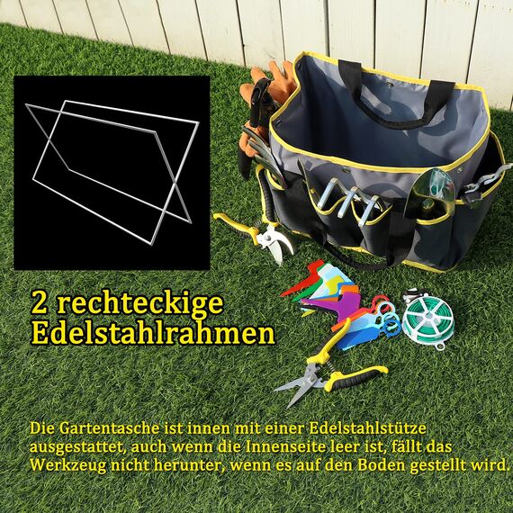 MKYRLX Gartenwerkzeug Set 32-teilig, ergonomische Gummigriffe mit Mehreren Köpfen, strapazierfähige Aufbewahrungstasche, Gartengeräte als Geschenk für Damen und Herren