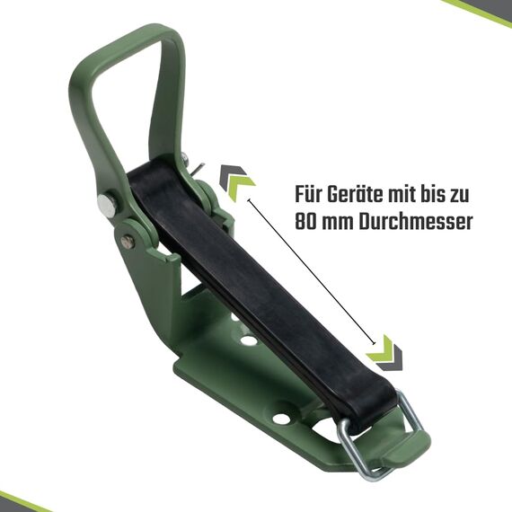 LOADCARE Verschlusslager Schaufelhalter Spatenhalter Axthalter Besenhalter Spannverschluss Geräterhalterung Garten (4 Stück 80 mm olivgrün)