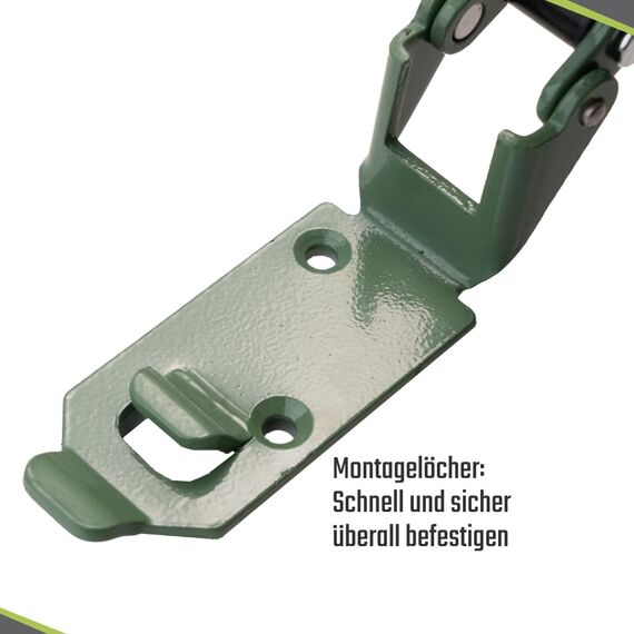 LoadCare Verschlusslager Schaufelhalter Spatenhalter Axthalter Besenhalter Spannverschluss Geräterhalterung Garten (Olivgrün, 60 mm)