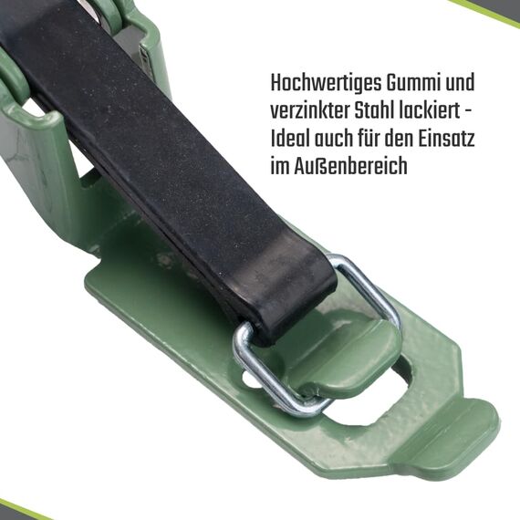 LOADCARE Verschlusslager Schaufelhalter Spatenhalter Axthalter Besenhalter Spannverschluss Geräterhalterung Garten (4 Stück 80 mm olivgrün)