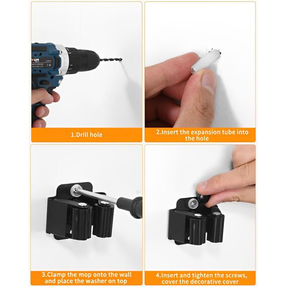 FAOKZE 10 Stück Gerätehalter,Edelstahl Mop Halter,Besenhalterung Wand,Besenhalter,Gerätehalter,Wandhalterung,Edelstahl Wandhalterung,Gartengerätehalter,(20 Schrauben),für Küche Zuhause,Badezimmer