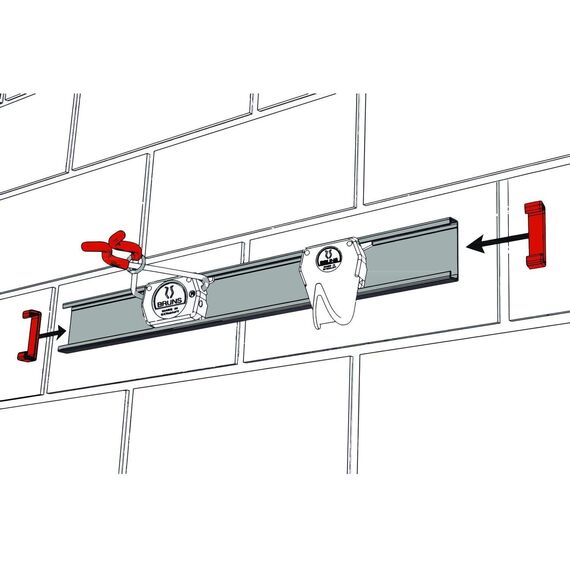 BRUNS Gerätehalter - 75cm Gerätehalter-Set - 6 Gerätehalter inklusive 2 Gerätehaken, 1 Führungsschiene, 75 cm lang, Gerätehalter Wand, Garten & Garage, Werkzeughalter & Gartengerätehalter