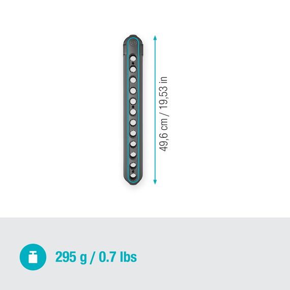 Gardena combisystem-Geräteleiste Flex: Ordnungssystem für Haus- und Gartengeräte, inkl. Einzelsteckern, aus recyceltem Material, erweiterbar, individuell bestückbar (3505-20)