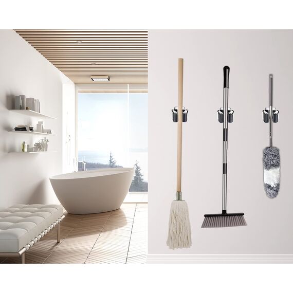 Verdenu Gerätehalter Set, Grau Besenhalterung Wand Gartengerätehalter Besenhalter inkl. Montagematerial für Küche, Zuhause, Badezimmer, Garage, Garten (10 Stück)