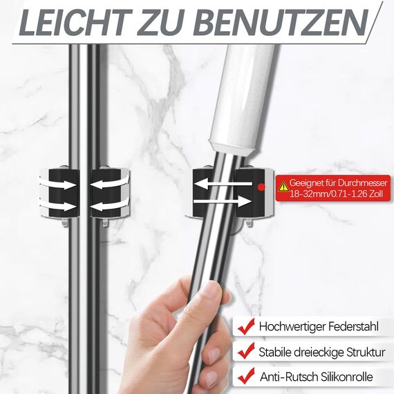 3-H 20 Stück Gerätehalter Set, Besenhalterung Wand Gartengerätehalter Besenhalter, Wandhalterung für Besen Gartengeräte Schaufel Wischmopp, Stahl Werkzeughalter Zuhaus Garten Garage, Schwarz