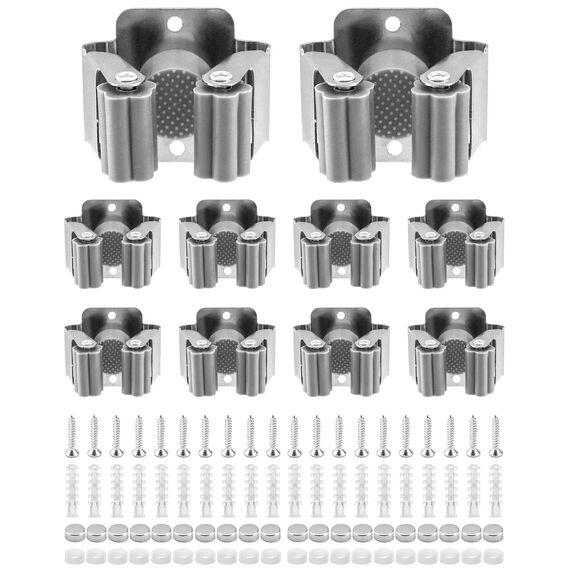 QWORK® 10 Stück Besenhalterung, Edelstahl Gerätehalter, Gartengeräte Aufhängung, für Badezimmer, Küche, Büro, Schrank, Garten, Garage
