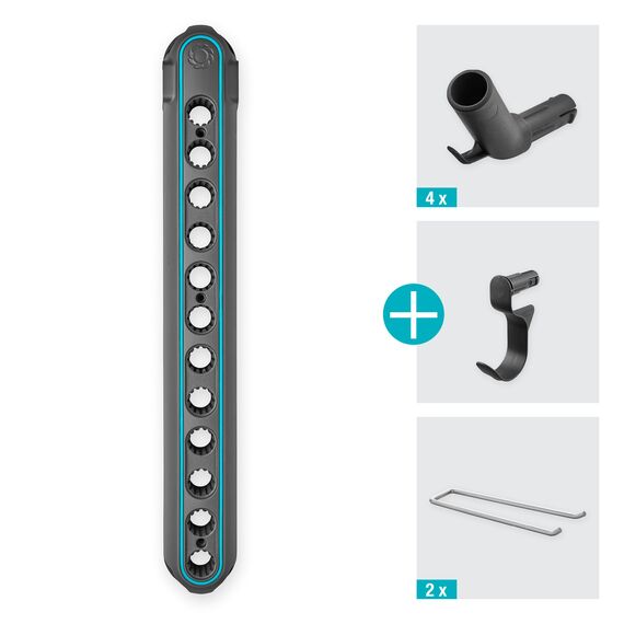 Gardena combisystem-Geräteleiste Flex: Ordnungssystem für Haus- und Gartengeräte, inkl. Einzelsteckern, aus recyceltem Material, erweiterbar, individuell bestückbar (3505-20)