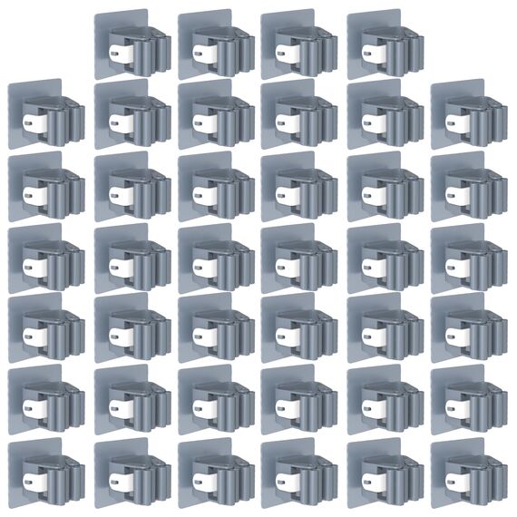 3-H Besenhalterung Wand Selbstklebend, Wandhalterung Besen ohne Bohren, Gerätehalter 40 Stück Set, Besenhalter für Gartengeräte, Werkzeugehlter für Badezimmer Küche Zuhaus Garten Garage, Grau