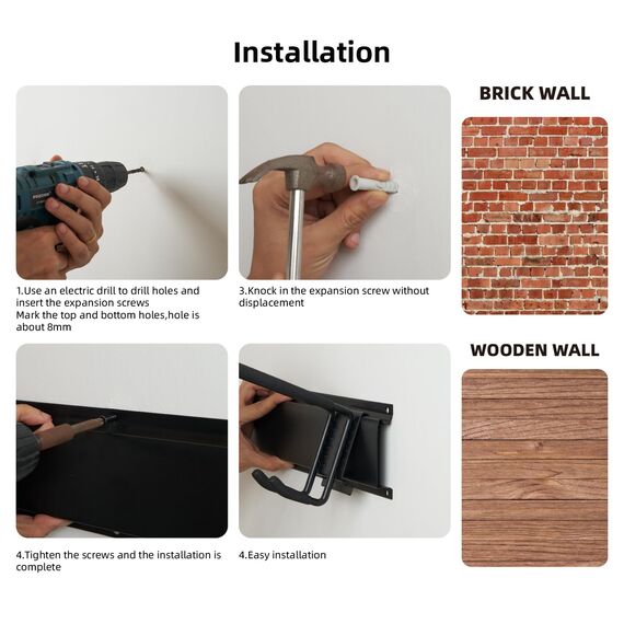 Sinoer Garagen-Werkzeug-Management-Wandregal, Garagen-Wand-Management-Aufbewahrungsregal mit 12 Haken, Kleiderbügel für Skiausrüstung, Gartenwerkzeug, Stuhl, Besen, Mopp, Rechen, Gartengeräte