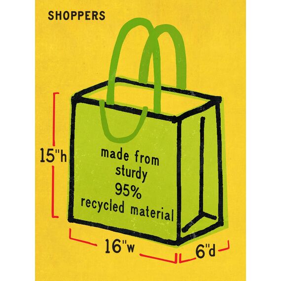 Blue Q Einkaufstasche, wiederverwendbar, robust, leicht zu reinigen, 38,1 cm H x 40,6 cm B x 15,2 cm T, aus starkem 95 % recyceltem Material (mehrfarbig)