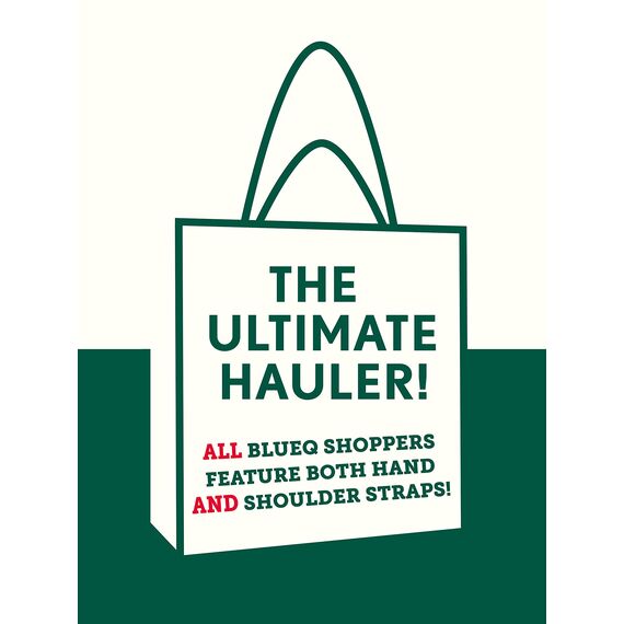Blue Q Einkaufstasche, wiederverwendbar, robust, leicht zu reinigen, 38,1 cm H x 40,6 cm B x 15,2 cm T, aus starkem 95 % recyceltem Material (mehrfarbig)