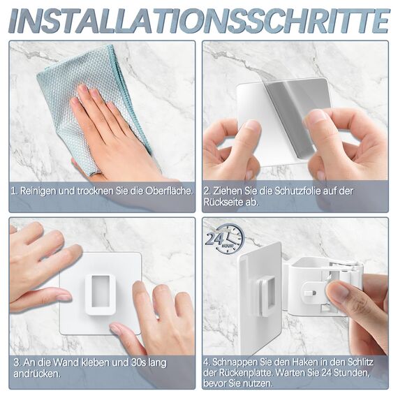 3-H Besenhalterung Wand Selbstklebend, Wandhalterung Besen ohne Bohren, Gerätehalter 40 Stück Set, Besenhalter für Gartengeräte, Werkzeugehlter für Badezimmer Küche Zuhaus Garten Garage, Cremeweiß