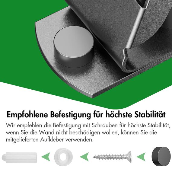 Radikor Besenhalterung Wand, Selbstklebender Besenhalter mit 5 Halter und 4 Haken, Edelstahl Gerätehalter Schraubbar, Gartengerätehalter Gartengeräte Halterung, Besen Mop Halter, Schwarz