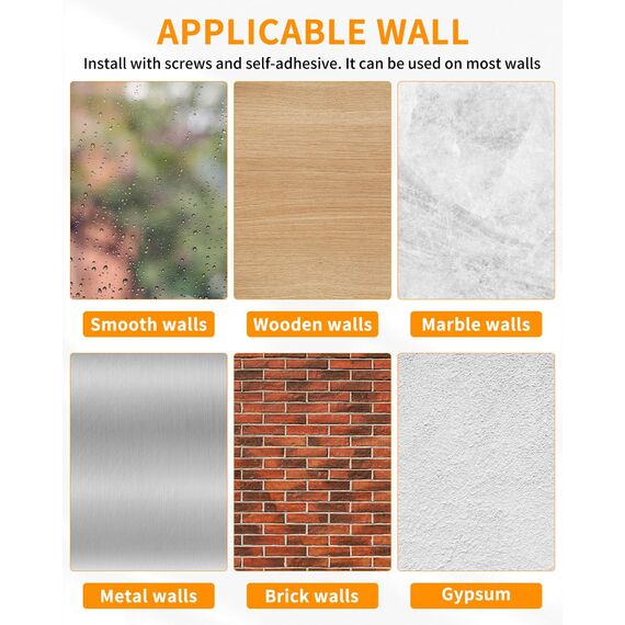 FAOKZE 10 Stück Gerätehalter,Edelstahl Mop Halter,Besenhalterung Wand,Besenhalter,Gerätehalter,Wandhalterung,Edelstahl Wandhalterung,Gartengerätehalter,(20 Schrauben),für Küche Zuhause,Badezimmer