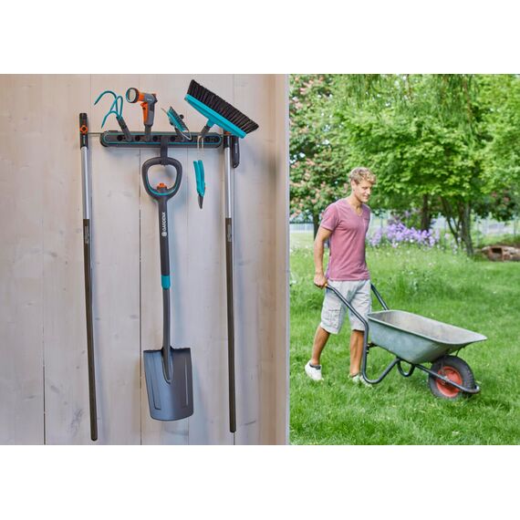 Gardena combisystem-Geräteleiste Flex: Ordnungssystem für Haus- und Gartengeräte, inkl. Einzelsteckern, aus recyceltem Material, erweiterbar, individuell bestückbar (3505-20)