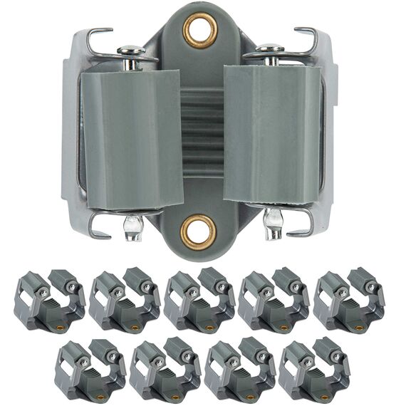 ONVAYA Gerätehalter Klemmfix | Wandhalter aus Federstahl 10er Set | Gerätehalterleiste | Werkzeughalter | Besenhalter | inkl. Arbeitshandschuhe | Inklusive Dübel und Schrauben