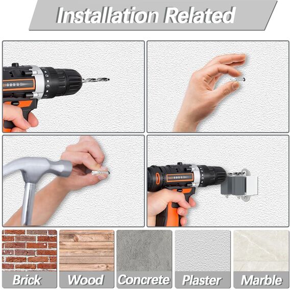 3-H 20 Stück Gerätehalter Set, Besenhalterung Wand Gartengerätehalter Besenhalter, Wandhalterung für Besen Gartengeräte Schaufel Wischmopp, Stahl Werkzeughalter Zuhaus Garten Garage, Schwarz