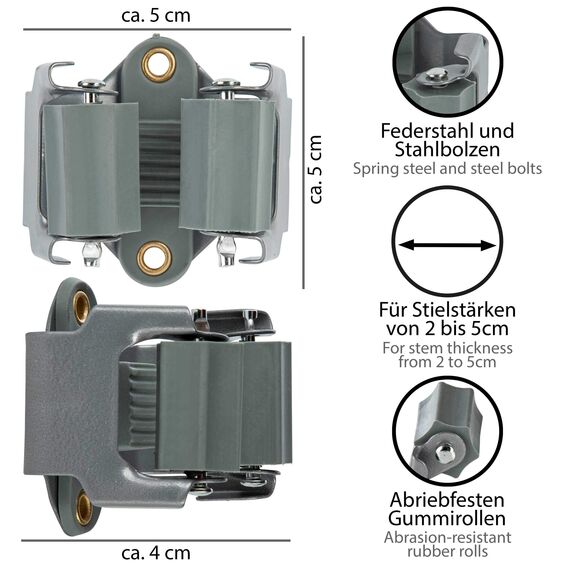 ONVAYA Gerätehalter Klemmfix | Wandhalter aus Federstahl 10er Set | Gerätehalterleiste | Werkzeughalter | Besenhalter | inkl. Arbeitshandschuhe | Inklusive Dübel und Schrauben