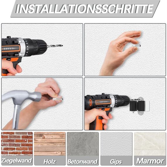 3-H 20 Stück Gerätehalter Set, Besenhalterung Wand Gartengerätehalter Besenhalter, Wandhalterung für Besen Gartengeräte Schaufel Wischmopp, Stahl Werkzeughalter Zuhaus Garten Garage, Schwarz