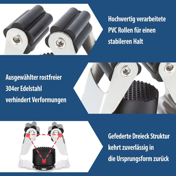 Maila® Gerätehalter (6er Set) - Robuster 304er Edelstahl rostfrei - Besenhalterung Wand mit starker Klemmwirkung, Wandhalterung für Besen, als Werkzeughalter