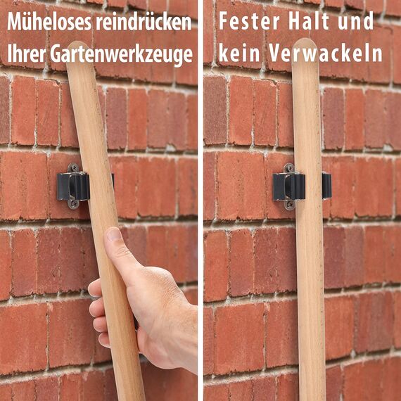Maila® Gerätehalter (10er Set) - Robuster 304er Edelstahl rostfrei - Besenhalterung Wand mit starker Klemmwirkung, Wandhalterung für Besen, als Werkzeughalter