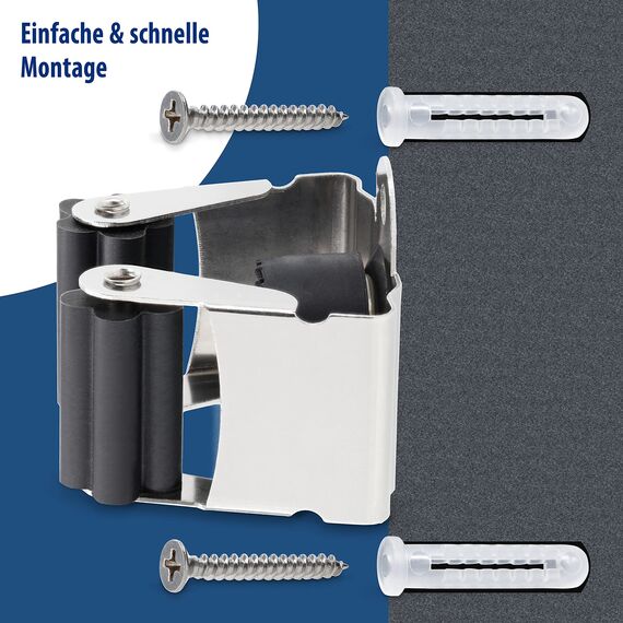 Maila® Gerätehalter (15er Set) - Robuster 304er Edelstahl rostfrei - Besenhalterung Wand mit starker Klemmwirkung, Wandhalterung für Besen, als Werkzeughalter