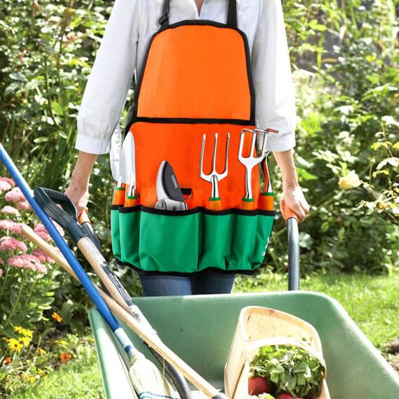 ukoke Garten Werkzeug Set, 12 Stück Aluminium Hand Tool Kit, Garten Leinwand Schürze mit Aufbewahrungsfach, Outdoor Werkzeug, Heavy Duty Gartenarbeiten Set mit ergonomischen Griff, Gartengeräte, für Frauen Herren