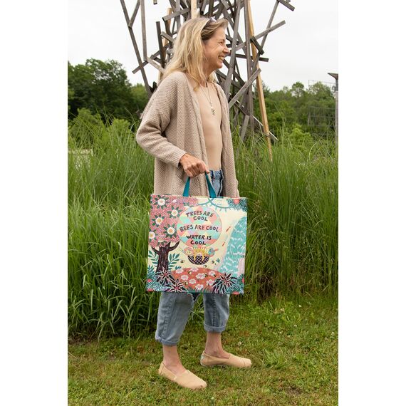 Blue Q Einkaufstasche, wiederverwendbar, robust, leicht zu reinigen, 38,1 cm H x 40,6 cm B x 15,2 cm T, aus starkem 95 % recyceltem Material (mehrfarbig)