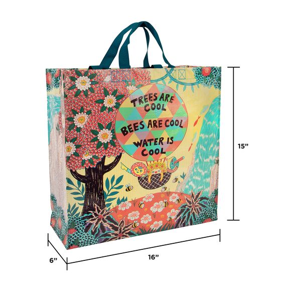 Blue Q Einkaufstasche, wiederverwendbar, robust, leicht zu reinigen, 38,1 cm H x 40,6 cm B x 15,2 cm T, aus starkem 95 % recyceltem Material (mehrfarbig)