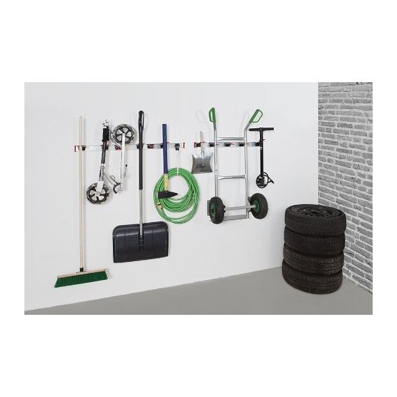 BRUNS Gerätehalter-Set - 15 Gerätehalter 4 Haken Führungsschienen 100cm 50cm 2x30cm