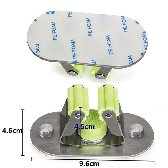 Meiyijia Besenhalter für die Wand, multifunktional, Bohren von Schrauben und selbstklebend, Mop Halterung, 304 gebürstet, Edelstahl, zum Aufhängen von Werkzeugen, 2 Stück
