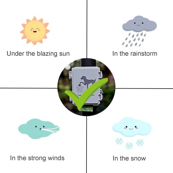 Hundekotbeutelspender, wandmontiert, für den Außenbereich, Aufbewahrungsbehälter mit Schloss, 8 kleine Rollen, Pfahl, Zaunmontage, passend für gewerbliche Anlässe zu Hause (weißer Spender + 8 Rollen +