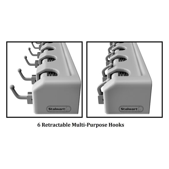 Stalwart Wand-Organizer mit verstellbaren Schlitzen und Haken – Wandhalterung für Werkzeug und Besen – Organisation und Aufbewahrung für Küche und Garage