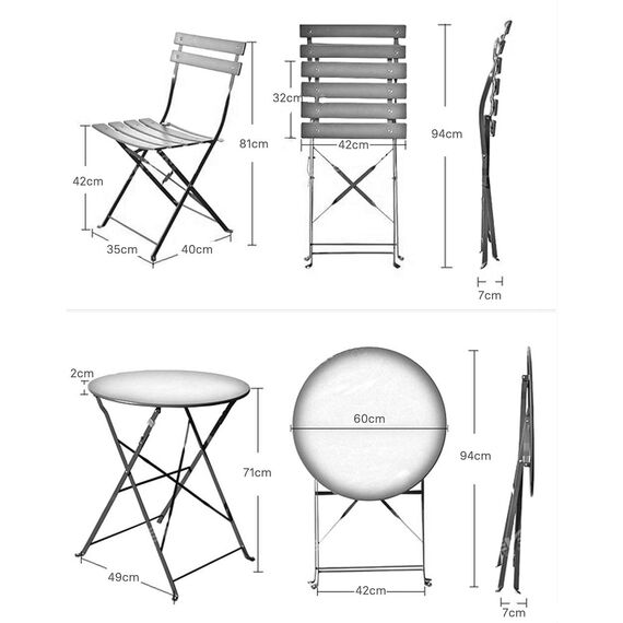 Grand patio Bistro Set 3 Stück, Gartenmöbel Set, Sitzgruppe 2 Stühle und 1 Tisch, Premium Stahl, Klappbar, Balkonset für Hof, Garten, draussen (Gelb)