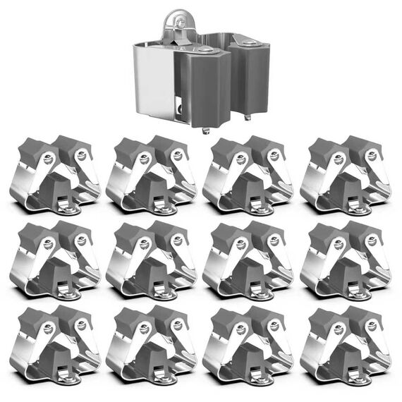 3-H 12 Stück Besenhalterung Wand Verzinkt Besenhalter Wandhalterung 0,7mm Federstahl Gartengerätehalter mit Montagematerial für Besen Garten Garage Grau