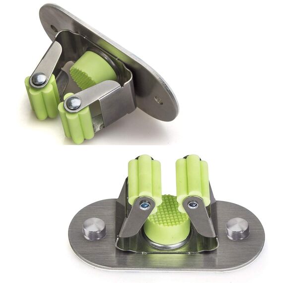 Meiyijia Besenhalter zur Wandmontage, multifunktional, Bohren von Schrauben und selbstklebend, Mop Halterung, 304 gebürstet, Edelstahl, zum Aufhängen von Werkzeugen, 4 Stück