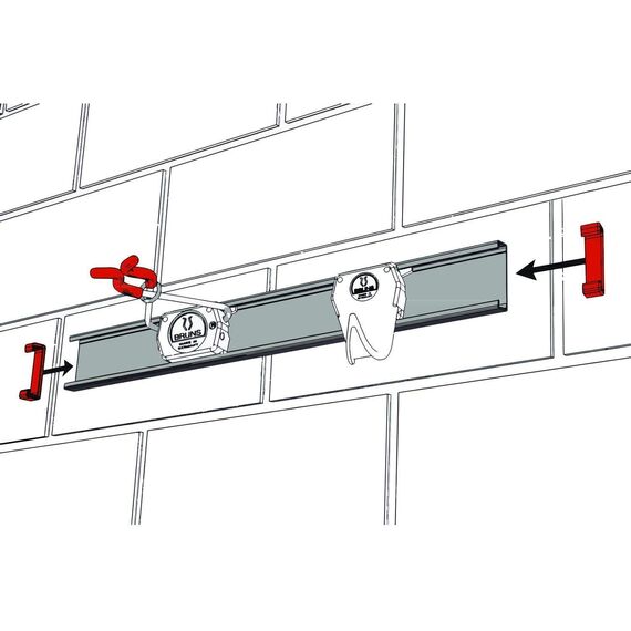 BRUNS Gerätehalter-Set - 15 Gerätehalter 4 Haken Führungsschienen 100cm 50cm 2x30cm