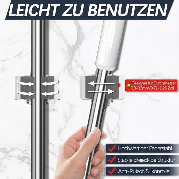 3-H 12 Stück Besenhalterung Wand Verzinkt Besenhalter Wandhalterung 0,7mm Federstahl Gartengerätehalter mit Montagematerial für Besen Garten Garage Grau